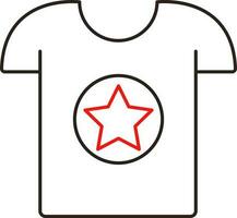 Gliederung Star Kreis T-Shirt Symbol im rot und schwarz Farbe. vektor