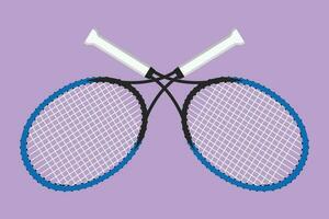 Karikatur eben Stil Zeichnung Tennis Schläger gekreuzt Logo Symbol. Tennis Ausrüstung zum Spiel. Tennis Gericht Sport. Tennis wie Sport, Hobby, Meisterschaft. draussen Gesundheit Aktivität. Grafik Design Vektor Illustration