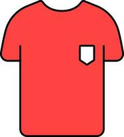 isolerat röd t-shirt ikon i platt stil. vektor