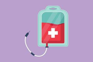 Grafik eben Design Zeichnung Blut Tasche Logo, Etikett. iv Tasche im modisch eben Stil. einflößen Symbol. Blut Tasche zum Notfall Rettung. Medizin, Klinik und Gesundheit Pflege Symbol. Karikatur Stil Vektor Illustration