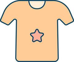 röd och orange Färg stjärna symbol i t-shirt ikon. vektor