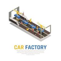 Auto Fabrik isometrische Zusammensetzung Vektor-Illustration vektor