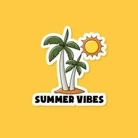 bunt Hand gezeichnet Sommer- Stimmung mit Palme Baum und Sonne Aufkleber vektor