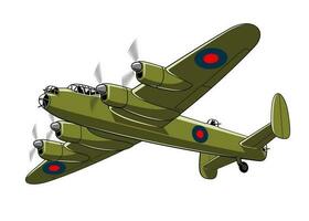 Lancaster schwer Bomber 1942. ww ii Flugzeug. Jahrgang Flugzeug. Vektor Clip Art isoliert auf Weiß.