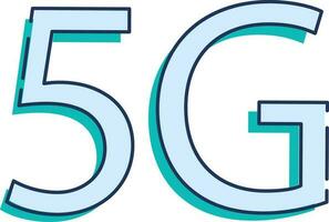 Blau 5g Text Symbol im eben Stil. vektor