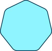 platt stil heptagon ikon i blå Färg. vektor