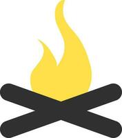 svart och gul illustration av brinnande trä ikon. vektor