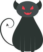 schwarz Illustration von blutig Auge Katze Karikatur Charakter eben Symbol. vektor