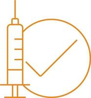 Orange Gliederung prüfen Impfstoff Symbol oder Symbol. vektor