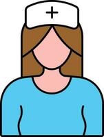 blå enhetlig bär sjuksköterska med keps ikon i platt stil. vektor