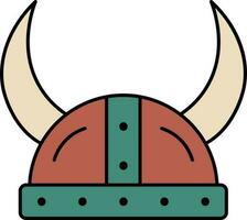 Wikinger Helm Symbol im braun und blaugrün Grün Farbe. vektor