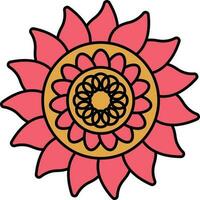 rot und braun Blumen- Rangoli Symbol auf Weiß Hintergrund. vektor