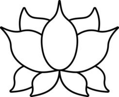 schwarz dünn Linie Kunst von Lotus Blume Symbol. vektor