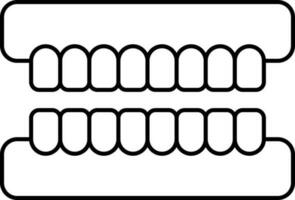 artificiell tänder ikon i svart linje konst. vektor