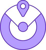 Geographisches Positionierungs System Ort Kennzeichen eben Symbol im violett und Weiß Farbe. vektor