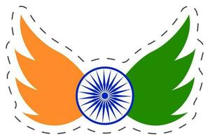 klistermärke av indisk flagga Färg på vingar stil. vektor