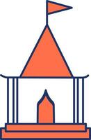 orange och blå hindu tempel platt ikon. vektor