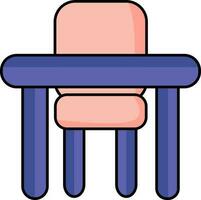 Tabelle und Stuhl Symbol im Blau und Rosa Farbe. vektor