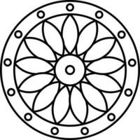 schwarz Gliederung Illustration von Dharamchakra Symbol. vektor