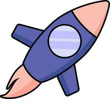 Rosa und Blau Rakete Symbol im eben Stil. vektor