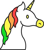 Regenbogen Haar Einhorn Symbol im eben Stil. vektor