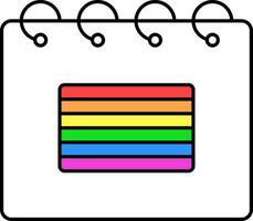 Regenbogen Flagge Symbol Kalender Symbol im eben Stil. vektor