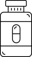 Kapsel oder Tablette Flasche Symbol im Linie Kunst. vektor