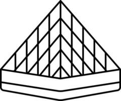 louvre pyramid ikon i svart översikt. vektor