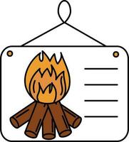 hängend Lagerfeuer Zeichen Tafel Symbol im Orange und braun Farbe. vektor