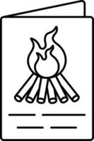 Lagerfeuer Gruß Karte Symbol im Linie Kunst. vektor