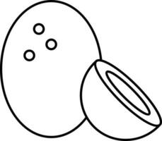 Kokosnuss Obst und Hälfte Stück Symbol dünn Linie Symbol. vektor