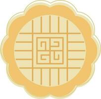 Gelb Chinesisch Mondkuchen Symbol im eben Stil. vektor