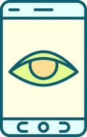 Auge Symbol im Smartphone Bildschirm Blau und Gelb Symbol. vektor
