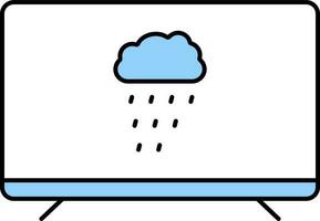 platt illustration av regn moln i övervaka skärm blå ikon. vektor