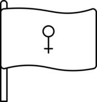 weiblich Geschlecht Symbol Flagge schwarz Gliederung Symbol. vektor