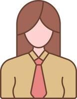 ansiktslös kvinna bär slips med skjorta brun och rosa ikon. vektor