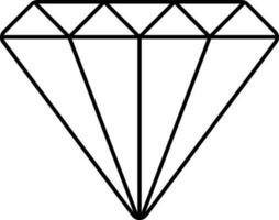 svart tunn linje konst av diamant ikon. vektor