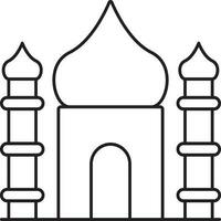 schwarz Gliederung Illustration von Moschee Gebäude Symbol. vektor
