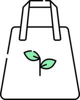 grön och vit illustration av eco väska platt ikon. vektor