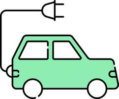 elektrisk bil med plugg ikon i grön och vit Färg. vektor
