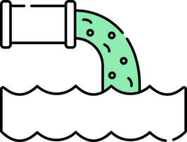 eben Illustration von Abfall Wasser im Fluss Grün und Weiß Symbol. vektor