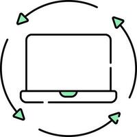 Grün und Weiß Laptop Recycling Symbol oder Symbol. vektor