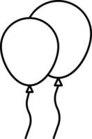 schwarz dünn linear Luftballons mit Faden Symbol. vektor
