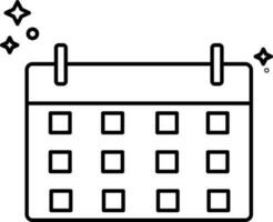 kalender och stjärnor ikon i svart tunn linje konst. vektor