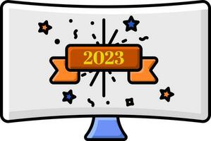 isoliert 2023 Anzeige Bildschirm Symbol im eben Stil. vektor