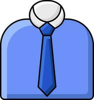 isoliert Hemd mit Krawatte Symbol im Blau und Weiß Farbe eben Stil. vektor