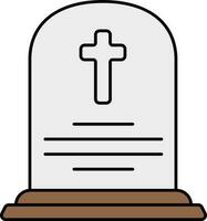 platt stil kristen gravsten grå och brun ikon. vektor