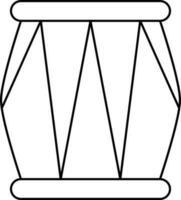 isoliert indisch Trommel Symbol im schwarz Umriss. vektor