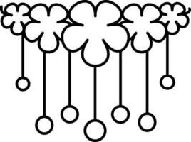 isolerat hängande blomma krans ikon i svart linje konst. vektor