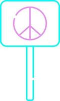 Frieden Symbol Tafel Symbol im Rosa und Türkis Linie Kunst. vektor